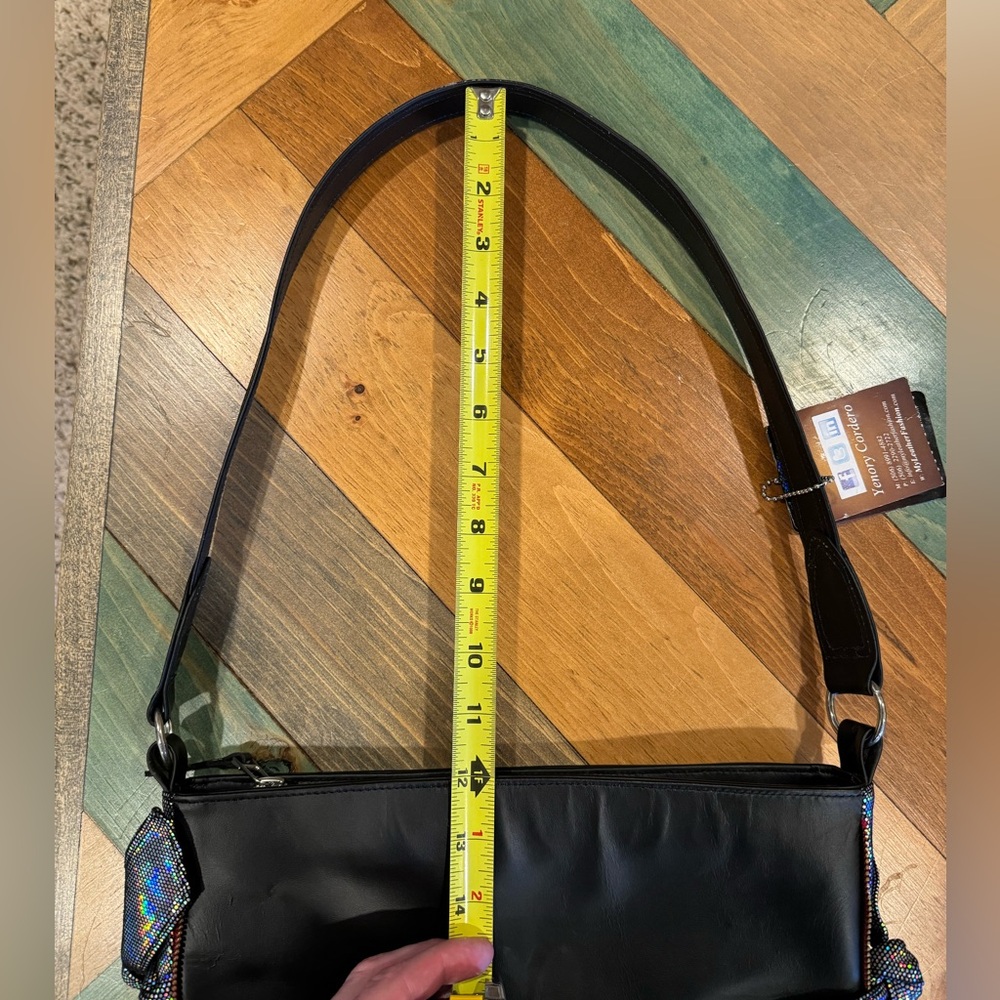 NWT Unique One of a Kind Leather Bag, Handmade, Black, Iridescent Sides - Picture 14 of 16